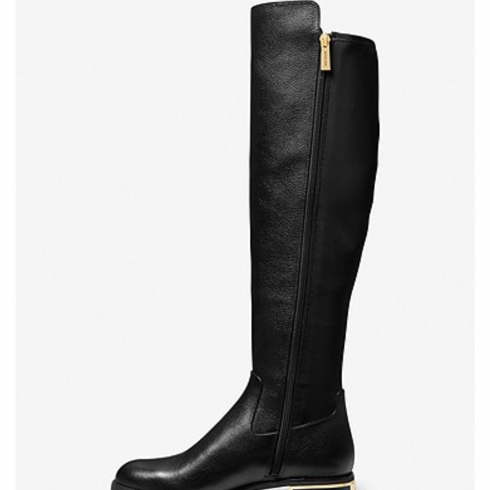 NEW Michael Kors Alicia Black Leather Over the Knee Boot - Women’s 6 - Picture 4 of 12
